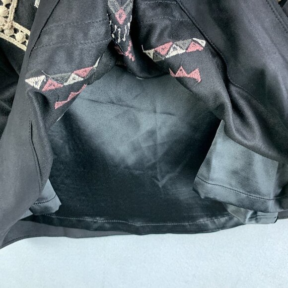 Miss Me‎ Dress Womens Medium Shift Black Faux Suede Embroidered Short Sleeve - Picture 4 of 15